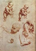 LEONARDO da Vinci Drawing of an Infant oil